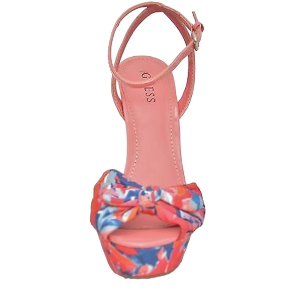 Guess NUALA Bow Toe Slingback Platform Pump Sandal Heel Shoe Multi/Red 7.5/8 New - Picture 3 of 6
